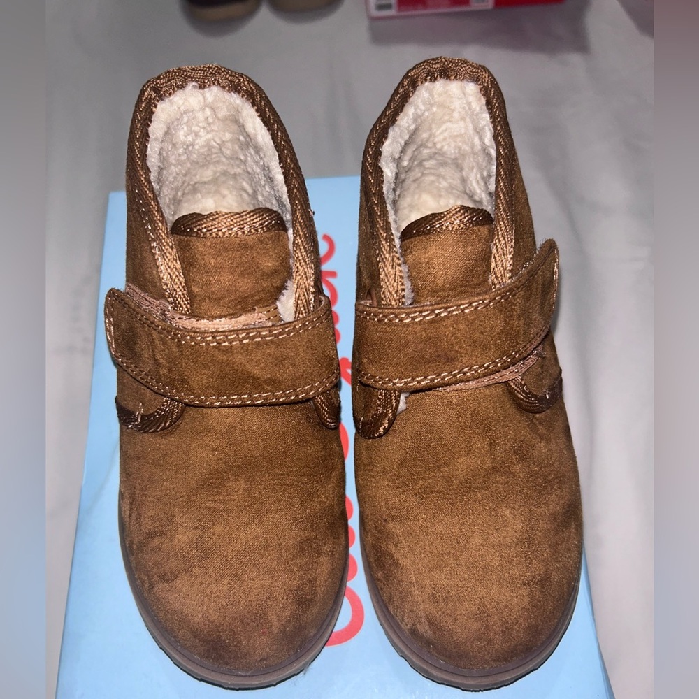 Cat & Jack Brown Suede Magnus Boots with Velcro Strap